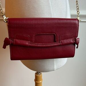 Foley and Corinna leather red Crossbody wallet style pouch EUC